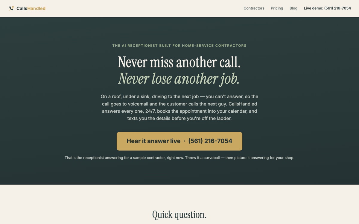 CallsHandled — screenshot